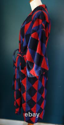 Vintage belted Robe Mens Argyle 90s Terry Cloth Towel Bath Heavyweight OSFA
