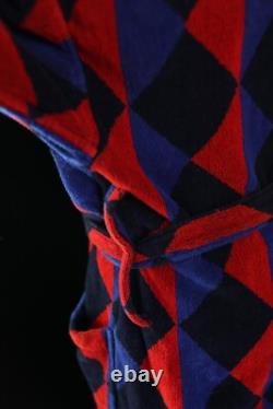 Vintage belted Robe Mens Argyle 90s Terry Cloth Towel Bath Heavyweight OSFA