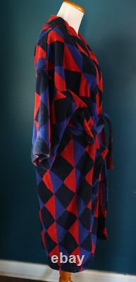 Vintage belted Robe Mens Argyle 90s Terry Cloth Towel Bath Heavyweight OSFA