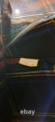 Viyella Ancient Black Stewart Tartan Flannel Bathrobe Vtg Wool Cotton UK XL 44.5