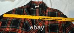 Viyella Ancient Black Stewart Tartan Flannel Bathrobe Vtg Wool Cotton UK XL 44.5