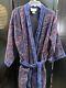Vtg 1990s Christian Dior Le Connaisseur Bathrobe Terry Cloth Blue Red Paisley OS