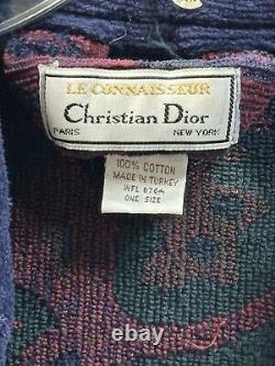 Vtg 1990s Christian Dior Le Connaisseur Bathrobe Terry Cloth Blue Red Paisley OS