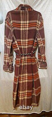 Vtg 30's Beacon Blanket BathRobe Cozy Soft Maroon Plaid L/XL UNISEX