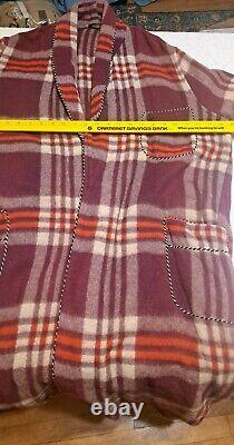 Vtg 30's Beacon Blanket BathRobe Cozy Soft Maroon Plaid L/XL UNISEX