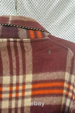Vtg 30's Beacon Blanket BathRobe Cozy Soft Maroon Plaid L/XL UNISEX
