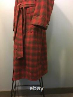 Vtg 60s 70s Pendleton Red Wool Robe Mens M Shadow Plaid Bathrobe Smoking Jacket