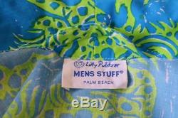 Vtg 70s LiLLY PuLitZeR Men's Rooster Cock Patterned ReTrO Beach Bath Robe M L XL