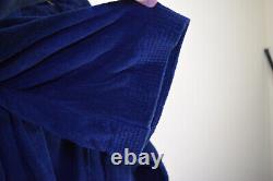 Vtg CHRISTIAN DIOR Bath Robe Thick Cotton Terry Tie Belt Pockets MENS O/S Blue