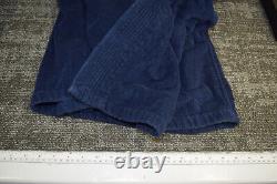 Vtg CHRISTIAN DIOR Bath Robe Thick Cotton Terry Tie Belt Pockets MENS O/S Blue