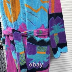Vtg Cypress By Juana Sunrise Pineapple Palm Tree Thick Cotton Terry Bath Robe OS