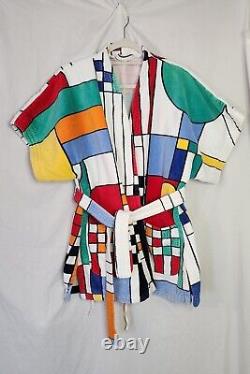 Vtg H2O Bathrobe Terrycloth Frank Lloyd Wright Coonley Stained Glass OS RARE