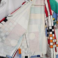 Vtg H2O Bathrobe Terrycloth Frank Lloyd Wright Coonley Stained Glass OS RARE