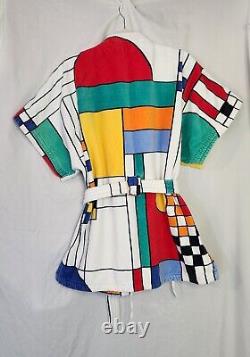Vtg H2O Bathrobe Terrycloth Frank Lloyd Wright Coonley Stained Glass OS RARE