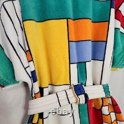Vtg H2O Bathrobe Terrycloth Frank Lloyd Wright Coonley Stained Glass OS RARE