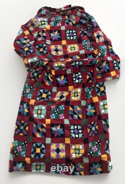 Vtg LL Bean Geometric Quilt Square Colorful Crazy Bath Robe Sz M