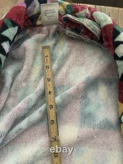 Vtg LL Bean Geometric Quilt Square Colorful Crazy Bath Robe Sz M