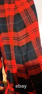 Vtg PENDLETON Red Wool Tartan Belt Bathrobe Dressing Gown Men's Medium