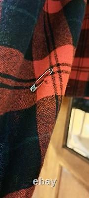 Vtg PENDLETON Red Wool Tartan Belt Bathrobe Dressing Gown Men's Medium