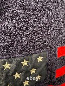 Vtg POLO RALPH LAUREN Men's L XL Cotton Terry Cloth Bath Robe BLUE Red Pony FLAG