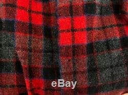 Vtg Pendleton Robe Plaid Virgin Wool Mens Med Tartan Bathrobe Red Gray
