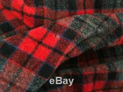 Vtg Pendleton Robe Plaid Virgin Wool Mens Med Tartan Bathrobe Red Gray