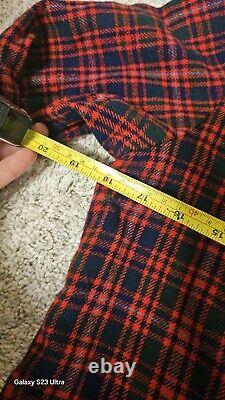 Vtg Pendleton Wool Bath Robe Mens XS, Belt Tie, Blue Red Plaid, Christmas, USA