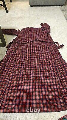 Vtg Pendleton Wool Bath Robe Mens XS, Belt Tie, Blue Red Plaid, Christmas, USA