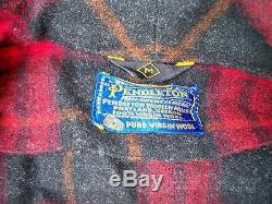 Vtg Pendleton Wool Robe Men's Size Medium Red Plaid Bathrobe Smoking Jacket