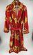 Vtg Red Cypress Astrology Star Sun Moon Terry Cotton Robe Bathrobe Italian Earth