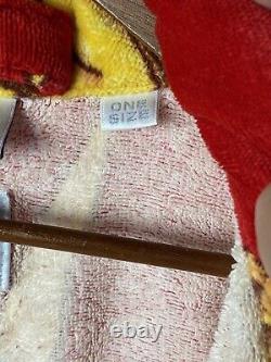 Vtg Red Cypress Astrology Star Sun Moon Terry Cotton Robe Bathrobe Italian Earth