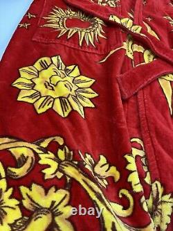 Vtg Red Cypress Astrology Star Sun Moon Terry Cotton Robe Bathrobe Italian Earth