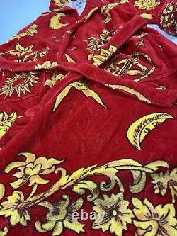 Vtg Red Cypress Astrology Star Sun Moon Terry Cotton Robe Bathrobe Italian Earth