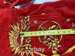 Vtg Red Cypress Astrology Star Sun Moon Terry Cotton Robe Bathrobe Italian Earth