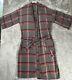 Vtg Yves Saint Laurent Mens Robe YSL Plaid Windowpane House Coat Smoking Jacket