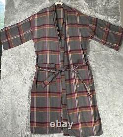 Vtg Yves Saint Laurent Mens Robe YSL Plaid Windowpane House Coat Smoking Jacket