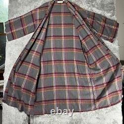 Vtg Yves Saint Laurent Mens Robe YSL Plaid Windowpane House Coat Smoking Jacket