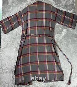 Vtg Yves Saint Laurent Mens Robe YSL Plaid Windowpane House Coat Smoking Jacket