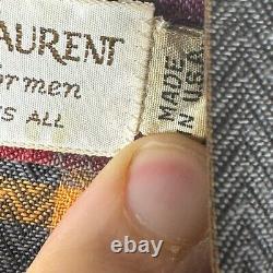Vtg Yves Saint Laurent Mens Robe YSL Plaid Windowpane USA One Size House Coat