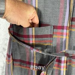 Vtg Yves Saint Laurent Mens Robe YSL Plaid Windowpane USA One Size House Coat