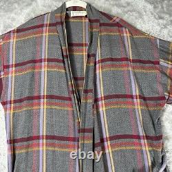 Vtg Yves Saint Laurent Mens Robe YSL Plaid Windowpane USA One Size House Coat