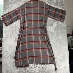 Vtg Yves Saint Laurent Mens Robe YSL Plaid Windowpane USA One Size House Coat