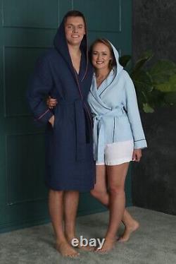 Waffled Elegance Men's Linen Hooded Bathrobe