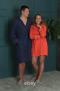 Waffled Elegance Men's Linen Hooded Bathrobe