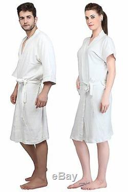 White Color Men Bathrobe Comfort Nightwear Women Robe Shower Home Clothes