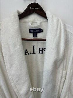 White Rare Vintage Ralph Lauren Spell Out Logo Terrycloth Bath Robe Mens sz M L