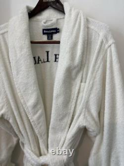 White Rare Vintage Ralph Lauren Spell Out Logo Terrycloth Bath Robe Mens sz M L