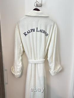 White Rare Vintage Ralph Lauren Spell Out Logo Terrycloth Bath Robe Mens sz M L