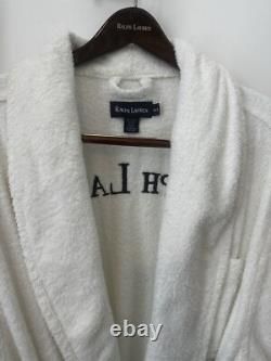 White Rare Vintage Ralph Lauren Spell Out Logo Terrycloth Bath Robe Mens sz M L