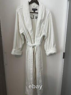 White Rare Vintage Ralph Lauren Spell Out Logo Terrycloth Bath Robe Mens sz M L